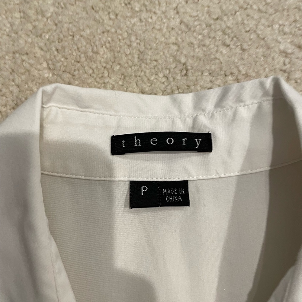 Theory White Button Down, Size P - image 3